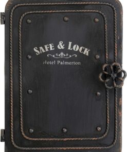Kare Design Armario de Llaves Seguro, Negro, Armario, Caja fuerte vintage, con 6 ganchos, Acero, pequeño, 31x24x13 cm | Acero lacado, 6 ganchos, con cerradura, practico almacenamiento para llaves, para el recibidor