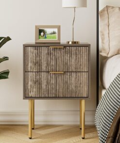 HEYZOEY Mesita de Noche, mesita de Noche Moderna, Estilo Bohemio, para Dormitorio, salón, salón, Gris (2 cajones)
