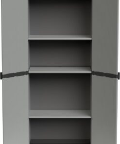 Adventa: Armario de Resina de PVC y PP, 2 Puertas, 3 estantes, fácil de Montar, Modular System, Resistente, Apto para ambientes Interiores y Exteriores, 68 x 40 x 165 cm, Gris y Negro