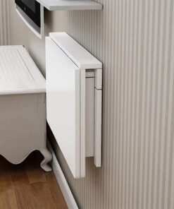 Mesa Plegable De Pared De Pino Mesa Abatible De Pared Escritorio Plegable Flotante para Computadora Portátil Mesa Blanca De Cocina Y Comedor,50x30cm