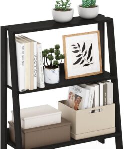 FURINNO Ladder Estantería De 3 Niveles para Libros, De Almacenamiento Tipo Escalera, para Organización En Sala De Estar U Oficina En Casa, Color Espresso