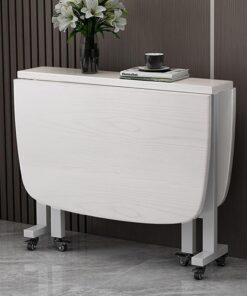 XJBTBA Mesa de Comedor Extensible de Madera Maciza con Plegable y Ruedas para Espacios Pequeños