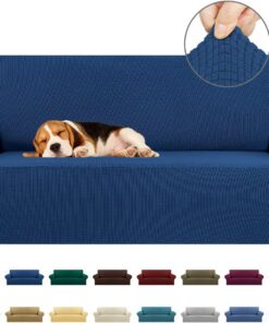 KEKUOU Funda elástica para sofá biplaza, Funda de sofá para sofá de 2 Cojines (de 55 a 79 Pulgadas), Protector de Muebles con Parte Inferior elástica para niños o Perros, Jacquard a Cuadros pequeños