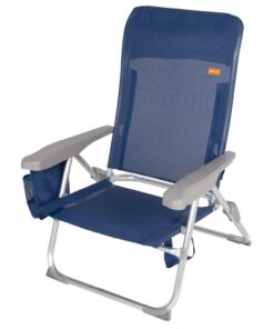 AKTIVE Silla de playa plegado extraplano slim, Muy compacta, Multiposición, Con cojín y bolsillo, Con asa para fácil transporte, 6 posiciones, Medidas 47x58x87 cm, de aluminio, antivuelco (62289)