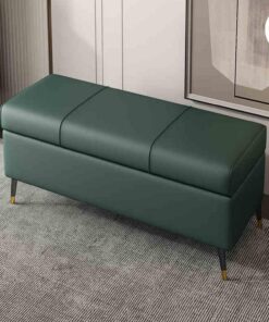 Otomana Moderno Cuero Almacenamiento Banco Taburete De Salón, Banqueta Dormitorio Banco Moderno Con Espacio De Almacenamiento, Taburete De Salón, Banqueta Rectangular Banco Pie De Cama Para Pasillo(Gr