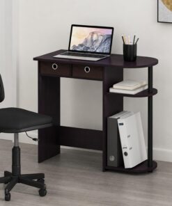 Furinno Go Green - Escritorio de computadora marrón de 32 Pulgadas, Escritorio de Oficina con 2 estantes Laterales y contenedores de Almacenamiento, Escritorio Rectangular de Oficina en casa