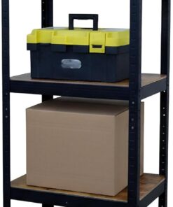 Estantería Pesada Relaxdays, HBT 180 x 60 x 30 cm, 500 kg, 5 Niveles, Industrial, Estante de sótano, Negro/marrón