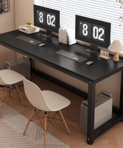 Mesa Escritorio, Escritorio de Estudio, Tablero de 2,5 cm de Grosor, Muy Estable, Mesa Gaming Desk, Ahorra Espacio, Montaje Sencillo, Apto para múltiples configuraciones(Negro,120cm)