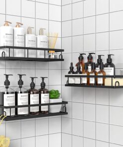 Estanteria Baño, Estanteria Ducha sin Taladro, Negro- 3 Piezas | Resistente al Agua, Organizador Baño para Champú y Gel de Baño