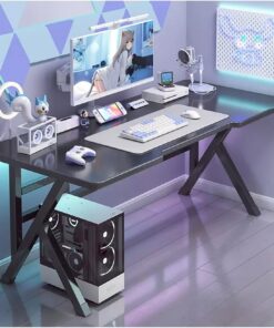 Escritorio para ordenador Mesa de PC de escritorio, mesa de juegos blanca, mesa de dormitorio Simple en vivo, mesa de hogar, mesa de PC blanca y negra Escritorio gaming(Negro,100*60*74cm)