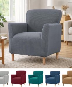 Funda elástica para sillón, 1 plaza, funda de sofá de jacquard, universal, extraíble, para gatos y perros (gris oscuro)