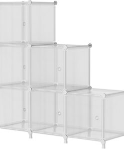 AWTATOS Steckregal 6 Würfel Aufbewahrungssystem Kombiregale mit Türen | Regal Würfel DIY Multifunktional Regalsystem Regal Modular Für Wohnzimmer, Schlafzimmer, Durchsichtig