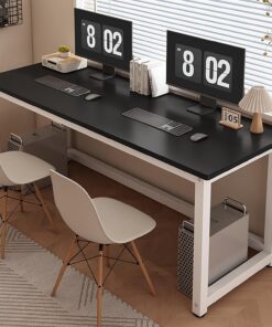 Mesa Escritorio, Escritorio de Estudio, Tablero de 2,5 cm de Grosor, Muy Estable, Mesa Gaming Desk, Ahorra Espacio, Montaje Sencillo, Apto para múltiples configuraciones(Black+White,120cm)