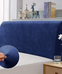 TAOCOCO Funda para Cabecero de Cama Elástica, Funda de Cabecera con Diseño Integral en Color Sólido, Protectora de Cabecera Moderna, Lavable, Suave y Resistente (150-170 cm, Azul Oscuro)