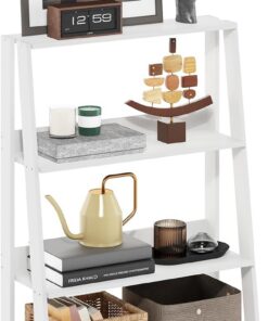 Furinno Ladder Estantería De 4 Niveles para Libros, De Almacenamiento Tipo Escalera, para Organización En Sala De Estar U Oficina En Casa, Color Blanco | 10,9 x 23,6 x 38,4 cm, estantería de almacenamiento, para organización, sala de estar, oficina en casa