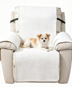 Funda para sillón con Bolsillos, Antideslizante y Lavable, | Para sillones de relax y televisión, protección perfecta contra el pelo de animales, manchas y desgaste(White)
