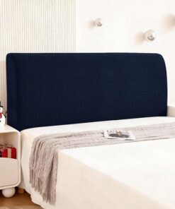 Ystyle Funda Cabecero Cama, Suave Fundas para Cabeceros De Cama Antipolvo, Cubierta De Cabecera Elástico Universales, Funda Protectora De Cabecera Modernas Color SóLido (150CM, Azul Marino)