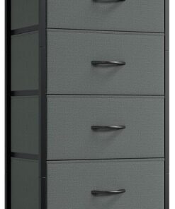 Somdot Comoda Dormitorio con Cajones de Tela, Cajonera para Salón, Estudio y Habitación Infantil, Armario, Gavetero, 30 Profundidad x 42 Ancho x 115 Alto (6 Cajones), Gris carbón
