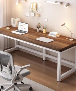 Escritorio de Madera para computadora Mesa Moderna para Juegos de PC 80/100/120/140 cm Escritorios para Oficina en casa y dormitorios(Walnut+White Frame,80x60x75cm)