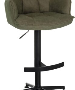 Taburete de Bar, Regulable en Altura, Taburete con Respaldo SOLAO Life High de Tela, Taburete de Bar Giratorio con reposapiés y reposabrazos, Verde