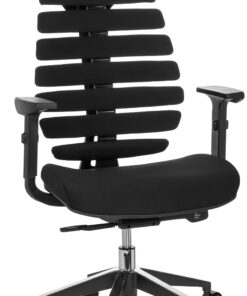 hjh OFFICE Silla de Oficina sille giratoria Ergo Line II Pro Tela ergonómica con Brazos Ajustables con reposacabezas Negro