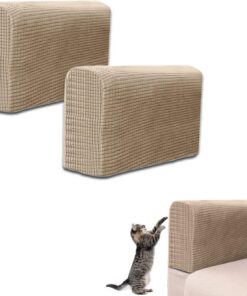 Juego de 2 Fundas Protectoras para sofá, reposabrazos, Fundas de sillón para casa, salón, Dormitorio, protección elástica con 10 Clavos de fijación, Color marrón