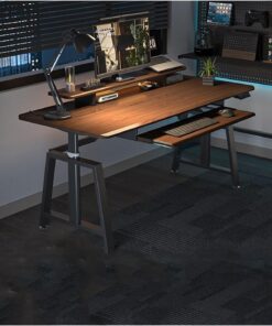 Escritorio para Ordenador Mesa elevadora eléctrica Inteligente, Escritorio for computadora de Oficina, Mesa de Juego for el hogar Escritorio Gaming(Bruin,140 * 60 * 66-95CM)