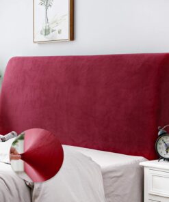 DUJUIKE Funda cabecero Cama, Protector de Funda de Cabecera de Cama, Tejido de Terciopelo Suave, Protectora para cabecero de Cama (Vino Tinto, Longitud de la cabecera：120cm-140cm)