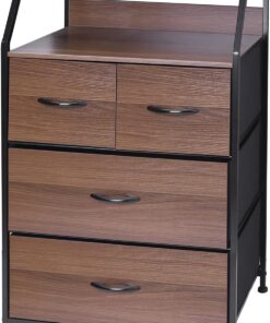 Meerveil Cómoda con 4 cajones de Madera con Acabado de Grano de Madera para Dormitorio, habitación de los niños, Pasillo, Color Negro