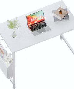 PAMRAY 80x40cm Escritorio de Ordenador para Espacios Pequeños con Bolsa de Almacenaje Mesa de Estudio Escritorio para Dormitorio Escribir y Trabajar Pequeño Escritorio de Oficina en Casa