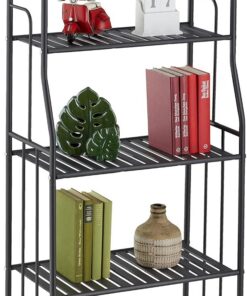 Relaxdays Estantería Metálica, Acero, 133x56x28 cm, Estante Baño y Cocina, 5 Baldas, Librería Metal, sin Fondo, Negro