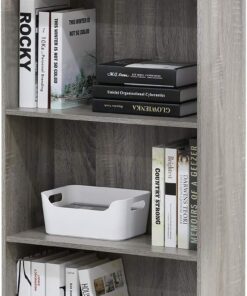 Furinno Estantería Básica De 3 Niveles para Estanterías, Gris Roble Francés, 99736Gyw