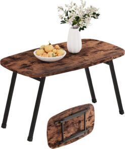 Mesa de centro ovalada, pequeñas mesas de centro plegables para sala de estar, muebles modernos de mediados de siglo, mesa de té, mesa auxiliar para sofá, escritorio de piso plegable para