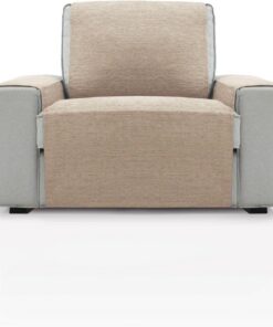 FAVERTI® Cubre Sillón 1 Plaza o sillón Relax de 55 cm | Modelo PEGO | Beige | Chenilla Tacto Extra Suave, Protector sillón de Calidad Hecho en España con Material Reciclado
