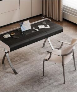 Escritorio para ordenador Mesa de PC de madera maciza, ligera, de lujo, moderna y sencilla, for el hogar, la oficina, el dormitorio, la sala de estudio, la mesa de estudio Escritorio gaming(Negro,120x