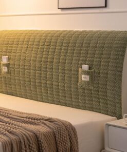 Funda For Cabecera De Cama, Elástica, Elástica, Todo Incluido, Lavable | Tejido De Terciopelo Suave, Con 2 Bolsillos, Elástica Antipolvo, Decoración De Dormitorio, Extraíble(Green,200cm)