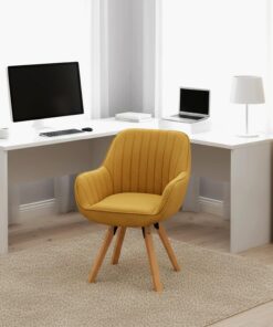 MEUBLE Cosy Sillas de Escritorio Sillones de Oficina Giratoria con Reposabrazos para Estudio en Tela, Amarillo