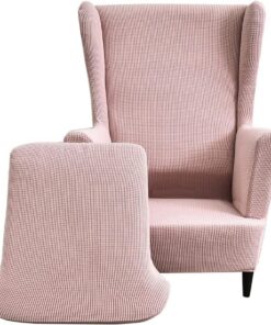 Fundas de sillón orejero elástica 1 Plaza Funda para sillas de Orejas 2 Piezas Cubre Sillón orejero Fundas para sillones orejeros con Respaldo de alas Rosa