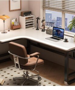 Escritorio Gaming De Madera Maciza En Forma De L con Borde Inclinado - Mesa Ordenador Ergonomica para Oficina En Casa, Rincón Estudio Trabajo para Estudiantes Y Gamers(D-Left,120x80x75cm)