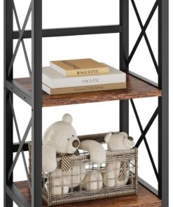 YMYNY Librería, Estantería de 3 Niveles, Estanteria Almacenaje, Mueble Organizador, para Salón, Dormitorio, Cocina, Oficina, Estilo Industrial, 40×29×75CM Marrón Rústico HST008H