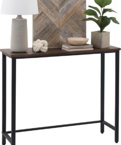 Mesa Consola Relaxdays, HxBxT: 75 x 75 x 24 cm, Mesa Auxiliar Industrial, Entrada y salón, Metal y MDF, marrón/Negro