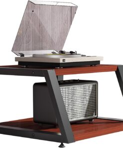 Mueble para TV de Nogal, Estante Multimedia de 3 Niveles para Sala de Estar, Sala de Juegos y Estudio de música, diseño Compacto de Esquina, Mueble estéreo y Estante de Madera de Teca, Moder
