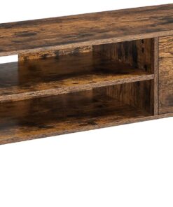 VASAGLE Mueble de TV, Mesa de TV, para televisores de hasta 55 Pulgadas, Largo de 120 cm, Centro de Entretenimiento, de Mediados de Siglo para Salón, Dormitorio, Marrón Rústico LTV120T01