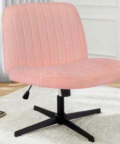 DUMOS Silla de Oficina sin reposabrazos, Terciopelo de Peluche y cómoda Malla Cruzada, con cojín Amplio, Adecuada para oficinas, dormitorios y Salas de Estar (Rosa)