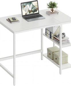VASAGLE Escritorio, Mesa de Trabajo, 100 x 50 x 76 cm, Estilo Moderno, para Estudio Dormitorio Salón Oficina, Blanco Arce LWD046W01