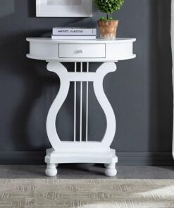 Consola recibidor Moderna de Madera Maciza con cajones, Mesa Consola de Media Luna con Estilo de Lujo, para Pasillo, salón y Dormitorio | White