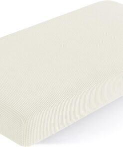 SUBRTEX Fundas de cojín elásticas para sofá, Fundas de Asiento de Caravana, Fundas de cojín de sofá de Dos plazas, Protector de Elastano elástico para Muebles para Asientos (Blanco Hueso, Mediano)