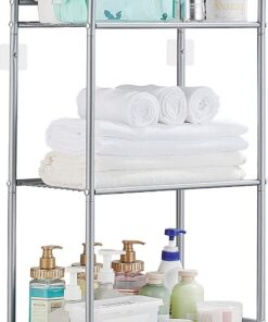 Estanteria de Baño 3 Baldas Organizador Cocina Estantes Metal Estantería de Almacenaje Estantería Cocina Estantería Metálica Toallero de Pie para Baño, Cocina, Oficina Gris