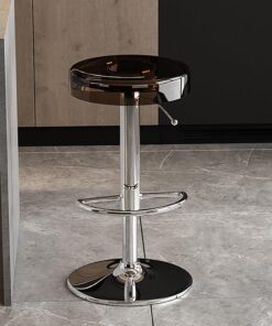 Taburetes de bar giratorios ajustables, taburetes de bar de acrílico para encimera de cocina, diseño sin brazos con reposapiés, sillas de comedor modernas para uso doméstico y bar