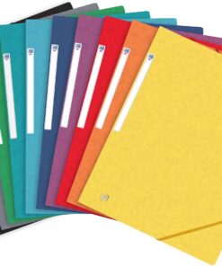 Oxford, Carpetas con gomas de cartulina, tamaño A4, Colores Surtidos Vivos, pack 10 Carpetas.